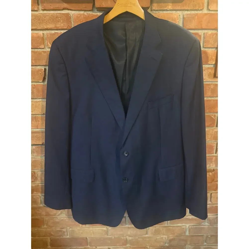 Richard Harris Mens 46R Navy 100% Wool Sport Coat Dress Pants Suit Set